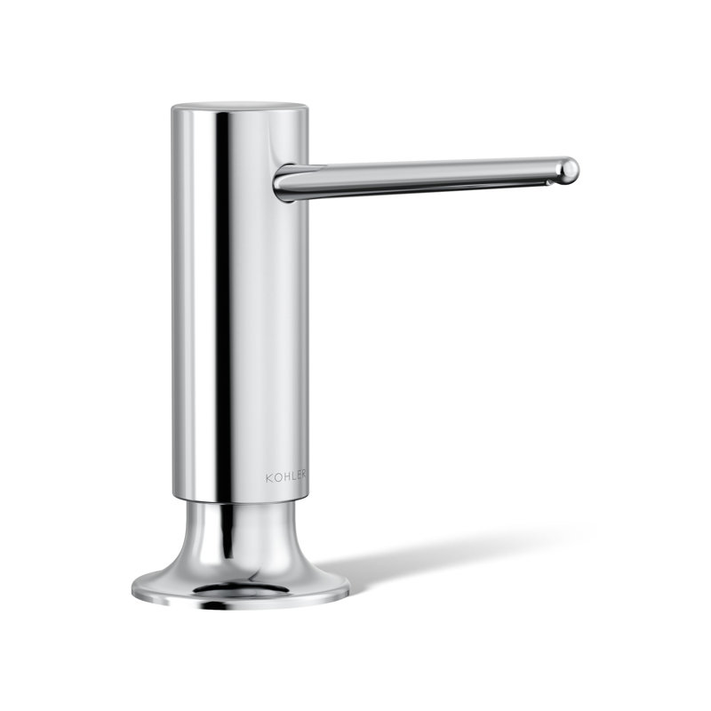 Contemporary Design Refillable Soap Dispenser, Lotion Dispenser for Bathroom or Kitchen, Polished Chrome