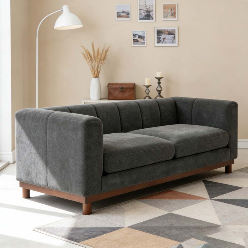 Canapé moderne 78,7 po pour salon, Gris foncé