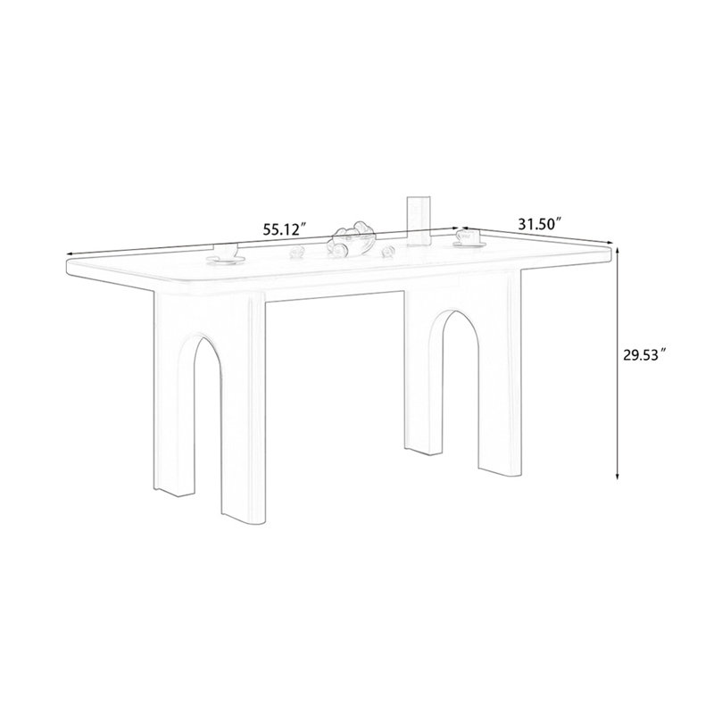 Brown Rectangular Solid Dining Table For Dining Room/Kitchen, 29.53"H x 55.12"L x 31.5"W