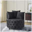 Fauteuil pivotant en velours rembourré pour le salon, avec capitonnage à boutons et roues mobiles, comprenant 3 coussins-118043615