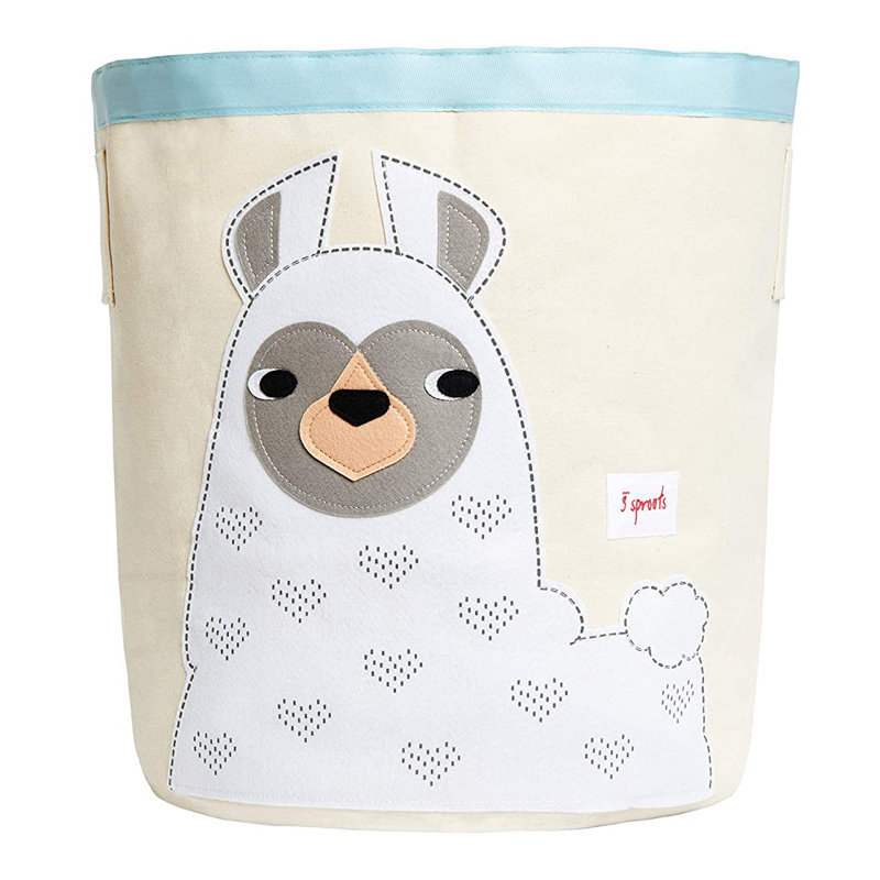 Llama Canvas Storage Bin with Handles for Kids