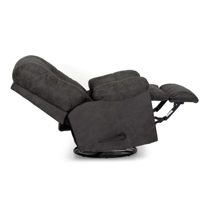 Jerrin Upholstered Swivel Recliner, Black