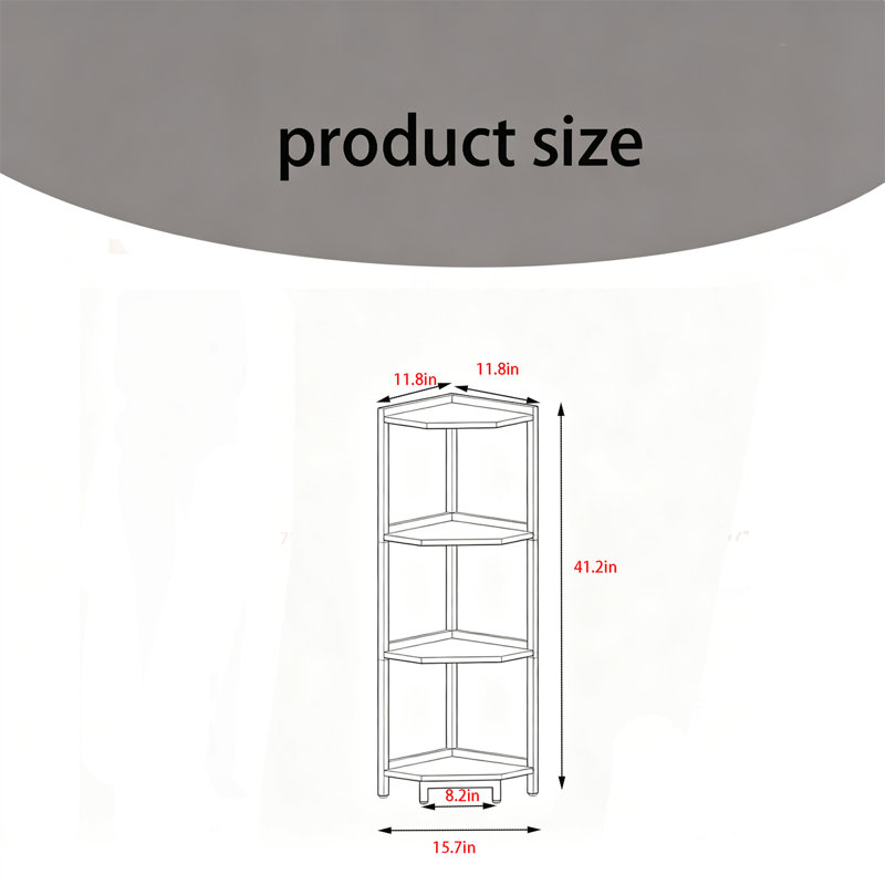 Tablette d'angle, bibliothèque d'angle, tablette verticale, H 41,2 po x l 11,8 po x P 11,8 po