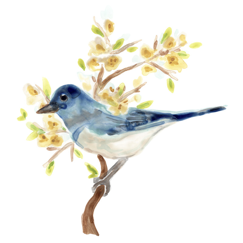 Springtime Songbirds IV by June Erica Vess - Wrapped Canvas Painting, 30cm H x 30cm W