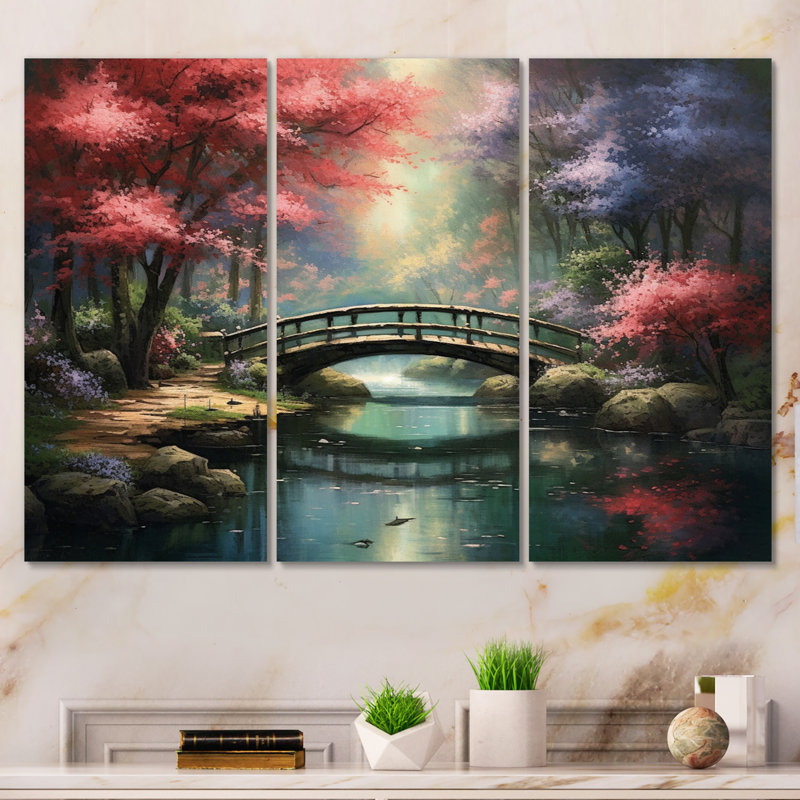 Japon, terre du Samouraï IV sur toile, 3 pièces, H 40 po x l 60 po x P 1 po