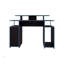 Bureau de jeu 47 po à 2 niveaux avec trois tablettes et support pour tour d'ordinateur, noir