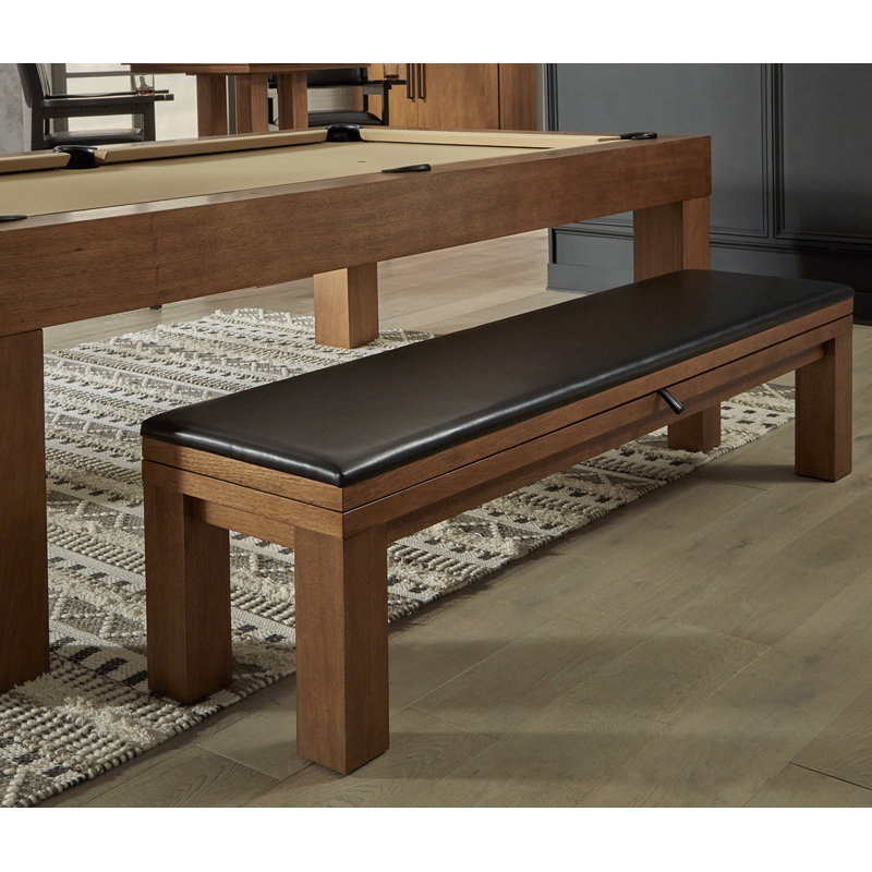 American Heritage Alta Leather Upholstered Storage Bench - Genuine Leather with Flip-Top Compartment, Solid Wood Frame, Brushed Walnut
