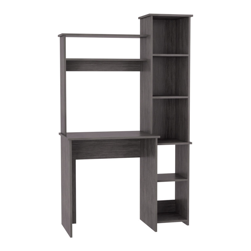 Bureau d'ordinateur, cinq casiers, bureau à domicile, Gris