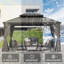 Gazebo à toit rigide 3 x 4,25 m - Toit double en acier galvanisé et structure en aluminium-136680659