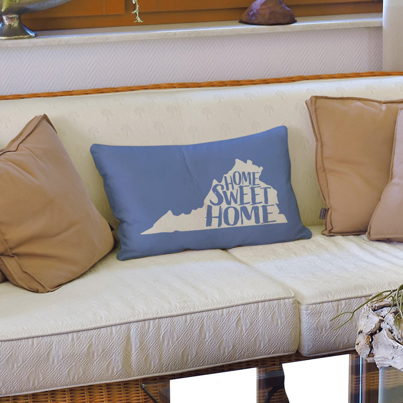 Housse de coussin Home Sweet Massachusetts, Kentucky, Bleu, Simili suède