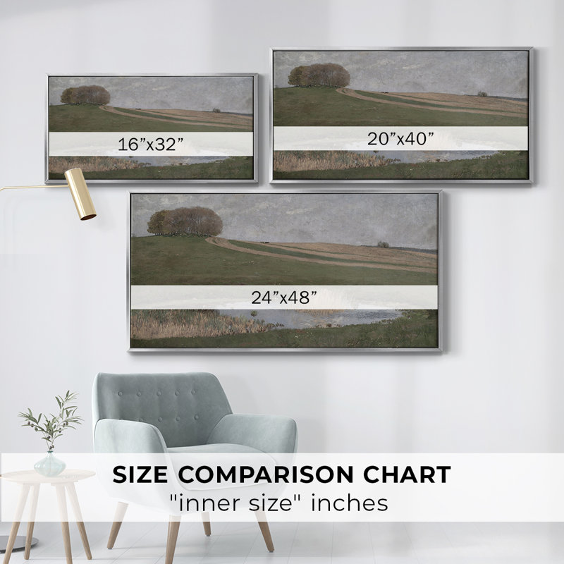 Série paysage - DCLxxxi - Toile tendue avec châssis encadré - Prêt à être accroché, H 25 po x l 49 po, Argent argent