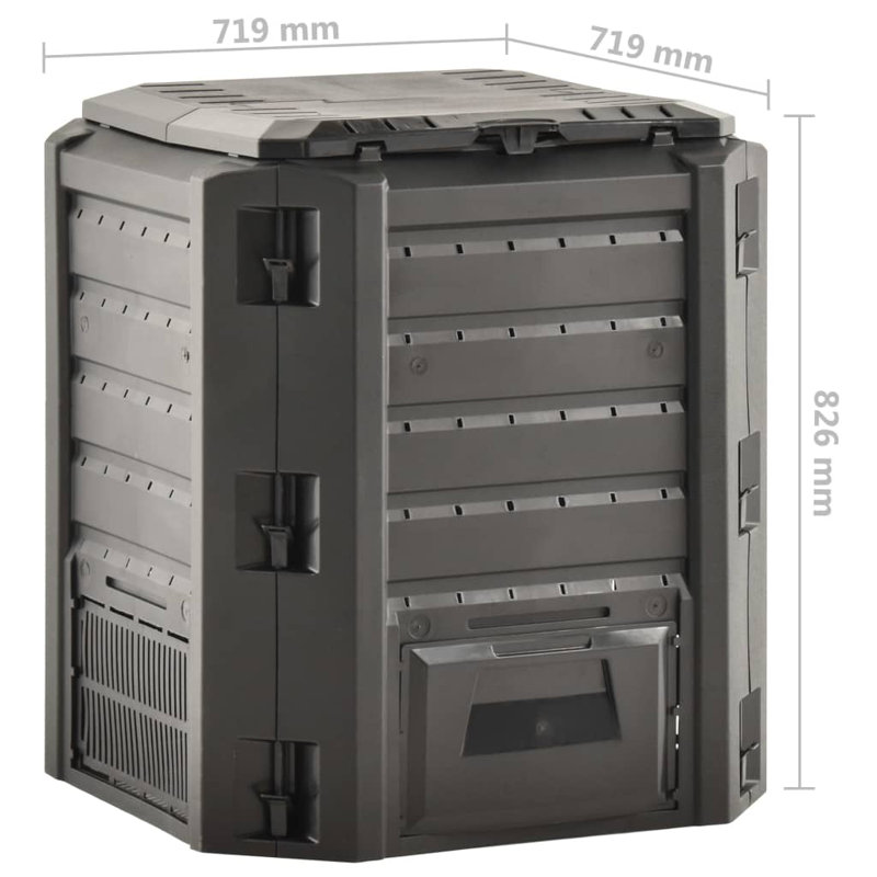 Plastic Stationary Composter, 83cm H x 72cm W x 72cm D