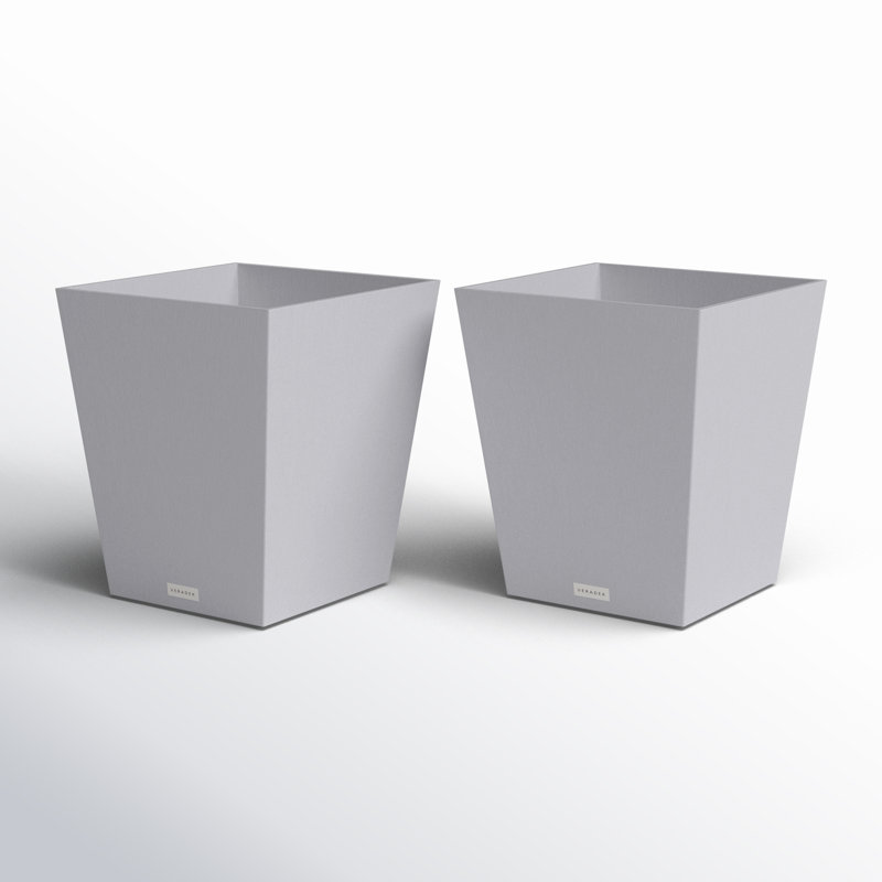 Nobleton Modern Gray 18" Square Recycled Plastic Planter Set
