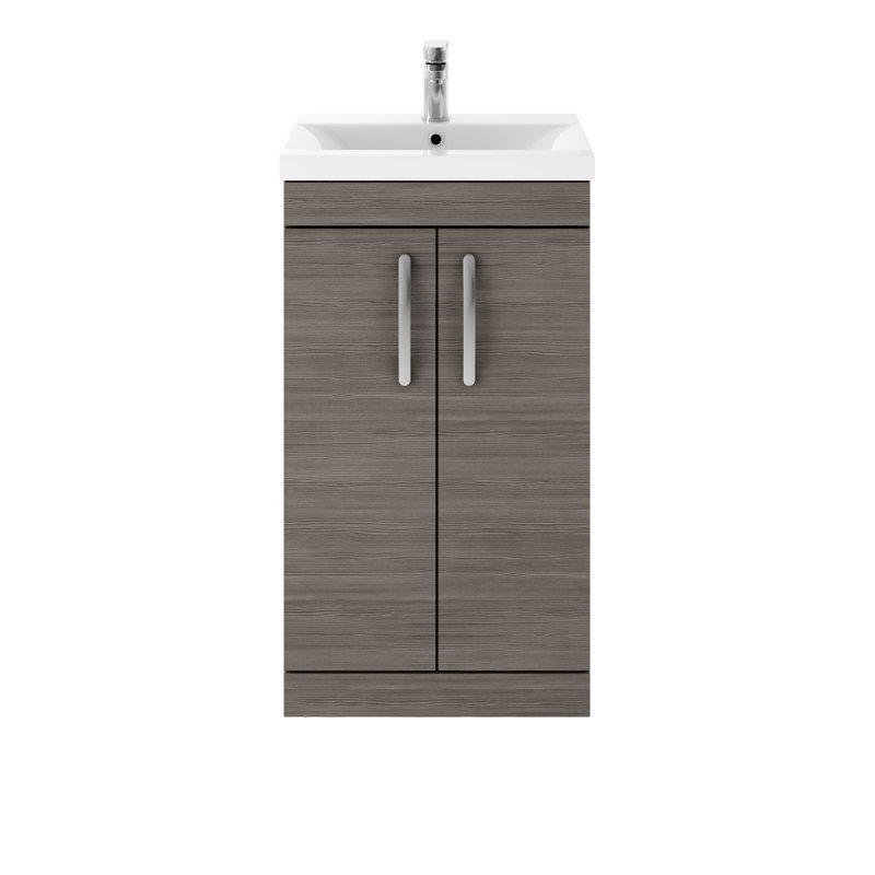 Athena 510mm Single Bathroom Vanity with Integrated Ceramic Basin, Anthracite Woodgrain