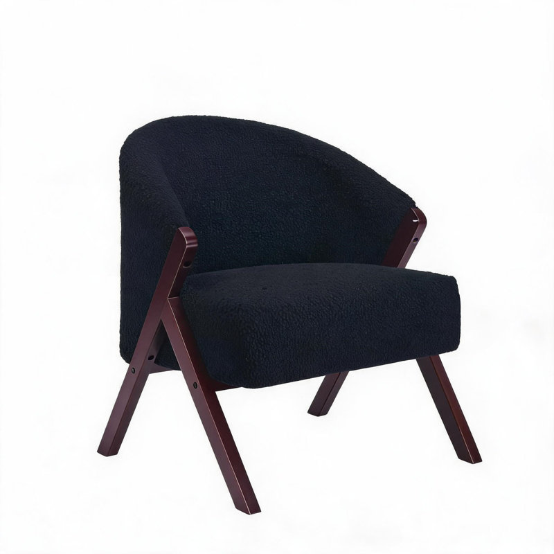 Fauteuil d'appoint en tissu noir Teddy, Polyester noir