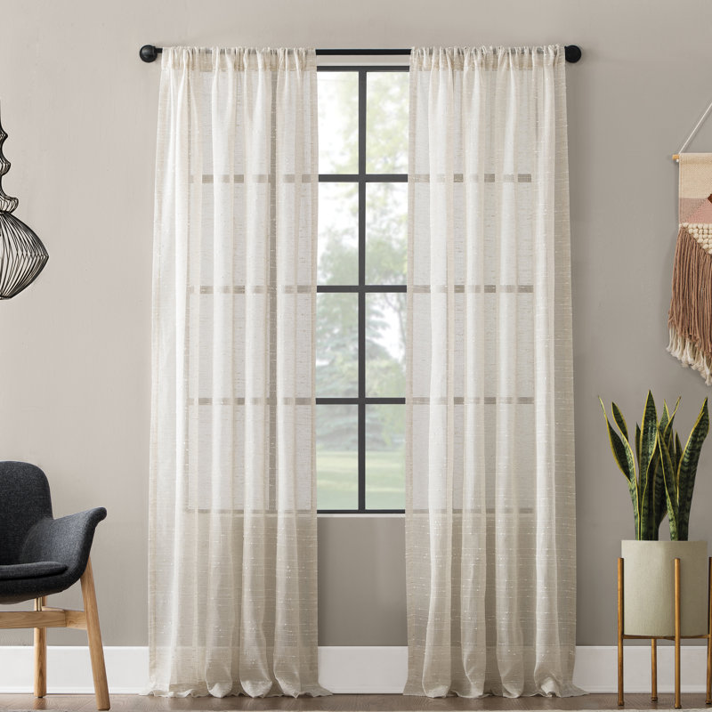 Panneau de rideau semi-diaphane avec passe-tringle, l 52" x L 84", Lin