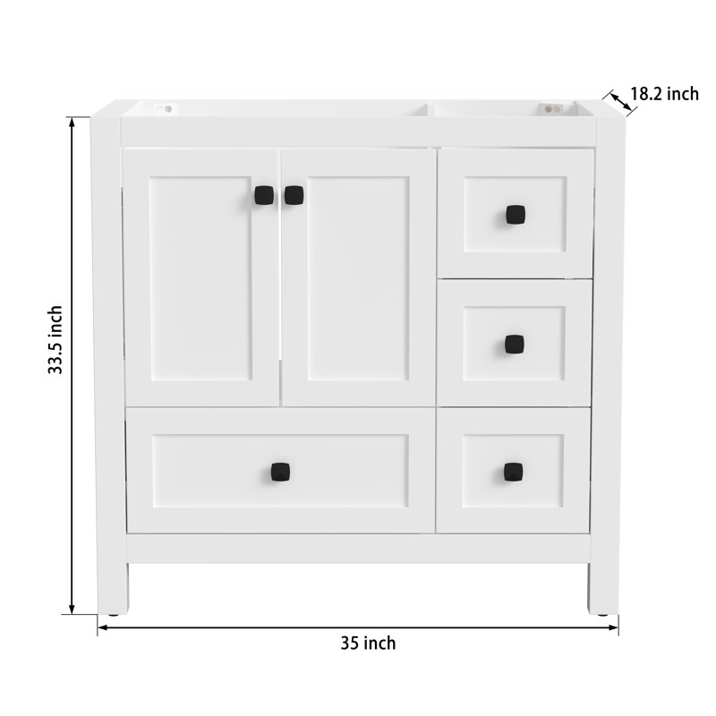 Meuble-lavabo moderne 36 po sans comptoir ni lavabo, meuble-lavabo simple