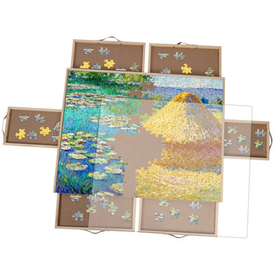 1500 Piece Rotating Puzzle Board with Drawers and Cover,27"x35"Portable Wooden Jigsaw Puzzle Table for Adults Portable,Lazy Susan Spinning Puzzle Boards Birthday Gift