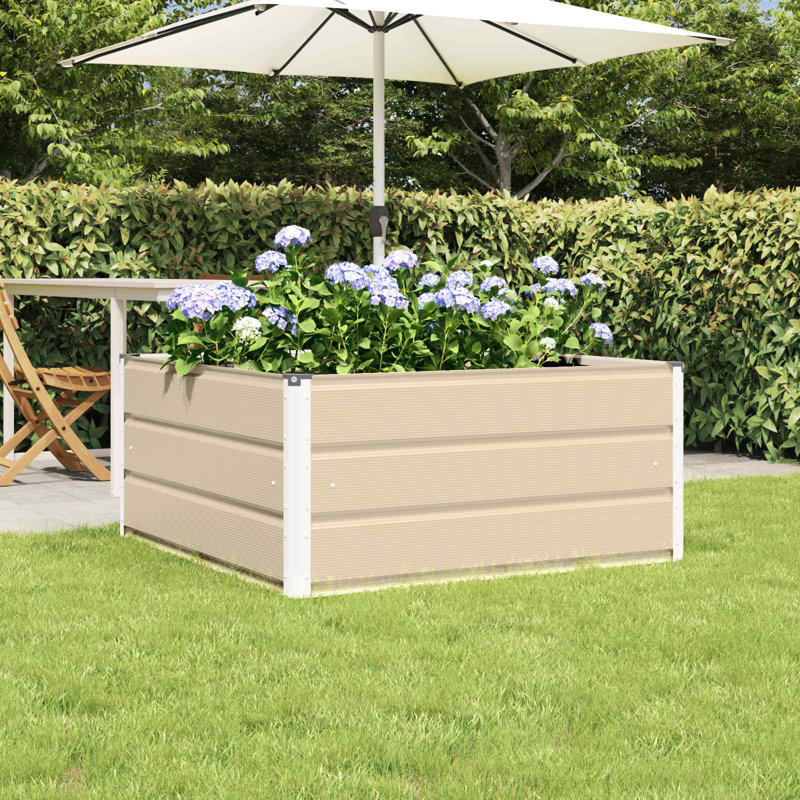 Planter Steel, 45cm H x 100cm W x 100cm D, Ivory