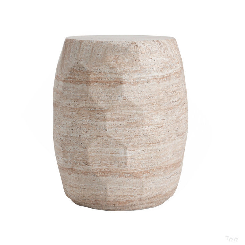 Outdoor/Indoor Lightweight Concrete Side Table,Travertine Finish