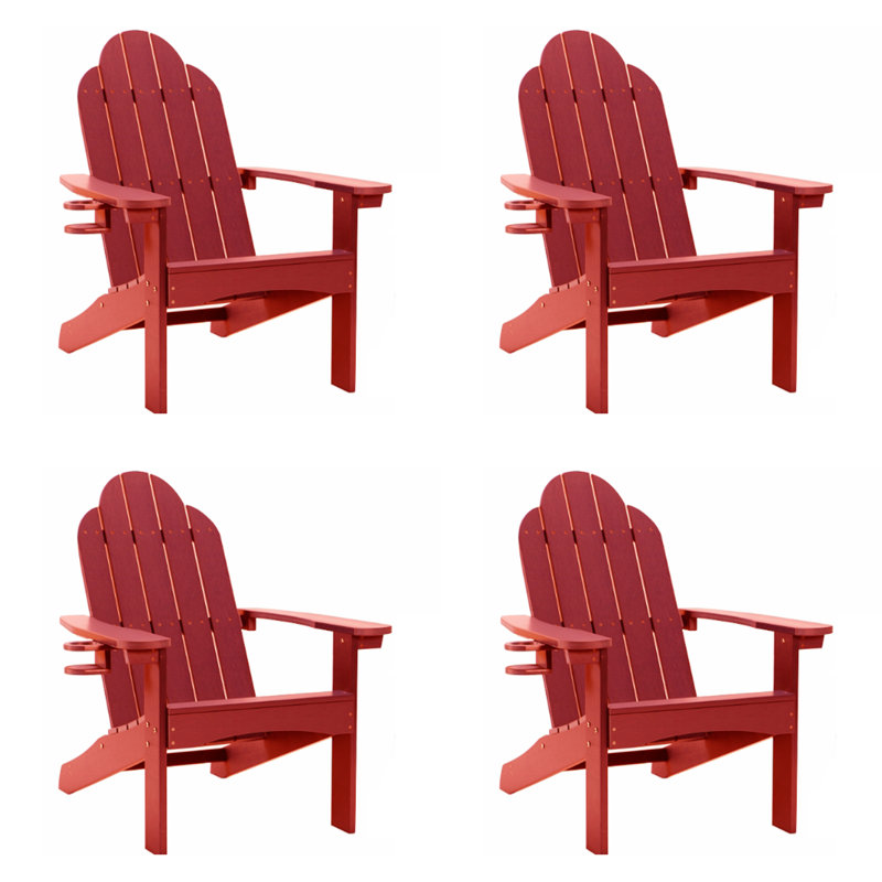 Chaise Adirondack pliante en plastique, Rouge, 4