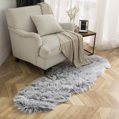 Tapis décoratif doux à poils longs en fausse peau de mouton, paquet de 1