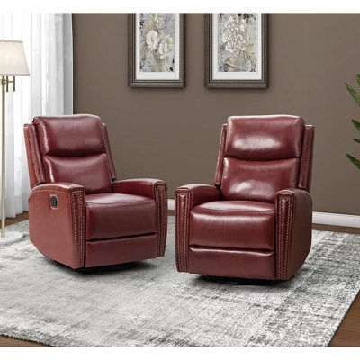 Ramus 30.31'' Wide Genuine Leather Swivel Rocker Recliner Set of 2