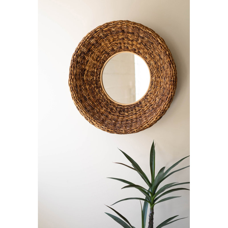  Miroir rond en fibre de banane