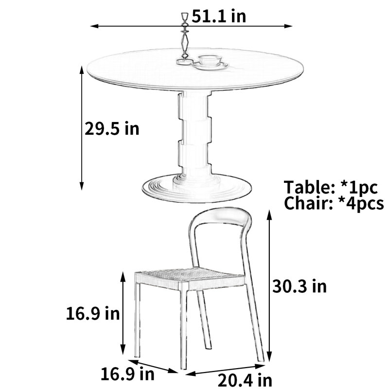Petite table et chaise de style explosion, H 29,5 po x L 51,1 po x l 51,1 po