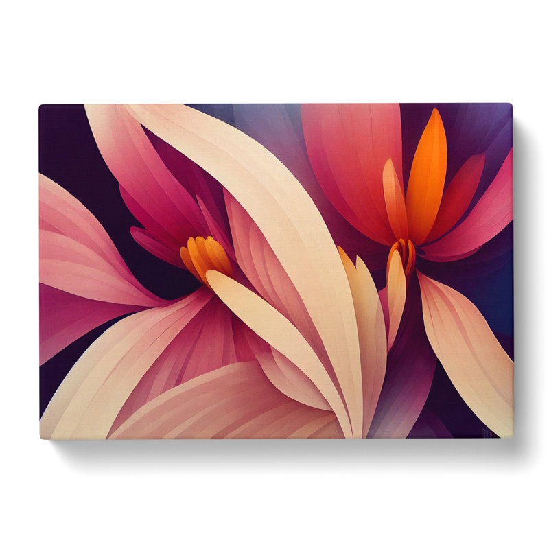 Contemporary Modern Flowers - Wrapped Canvas, 35cm H x 50cm W x 3cm D