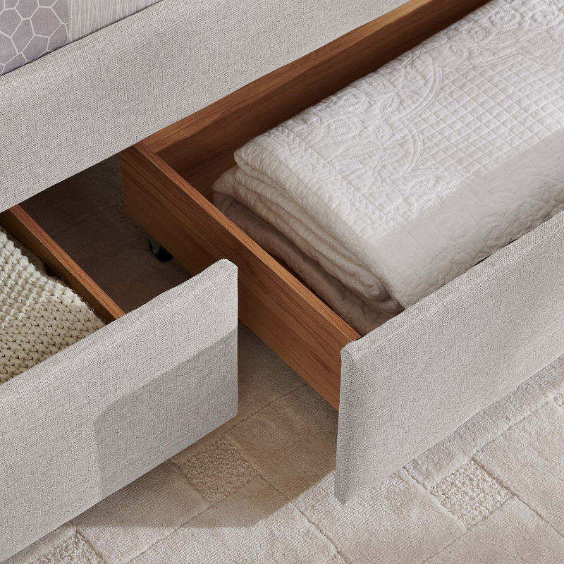 Lit de jour grand avec deux tiroirs, Beige