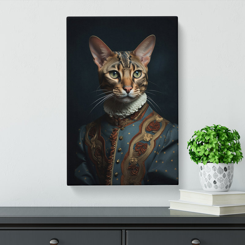 Bengal Cat Surrealism No.2 - Print on Canvas, 60cm H x 40cm W x 3cm D