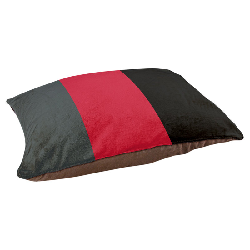 Oreiller rectangulaire New York, Petit (L 18 po x l 28 po), Gris acier / rouge / noir