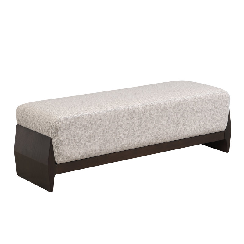 Elara Contemporary Rubberwood Solid Wood Bench With Thick Cushions And Versatile Seating Design