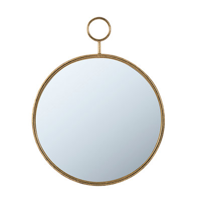 26.4X32.3 Inch Gold Metal Frame Wall Mirror - Enhance Living Room, Entryway, Office Clear Reflection, Robust Construction 26" X 32" Circle With Orname