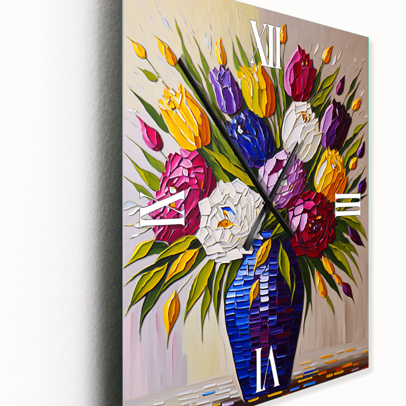 Horloge murale florale, horloge florale décorative, Grand