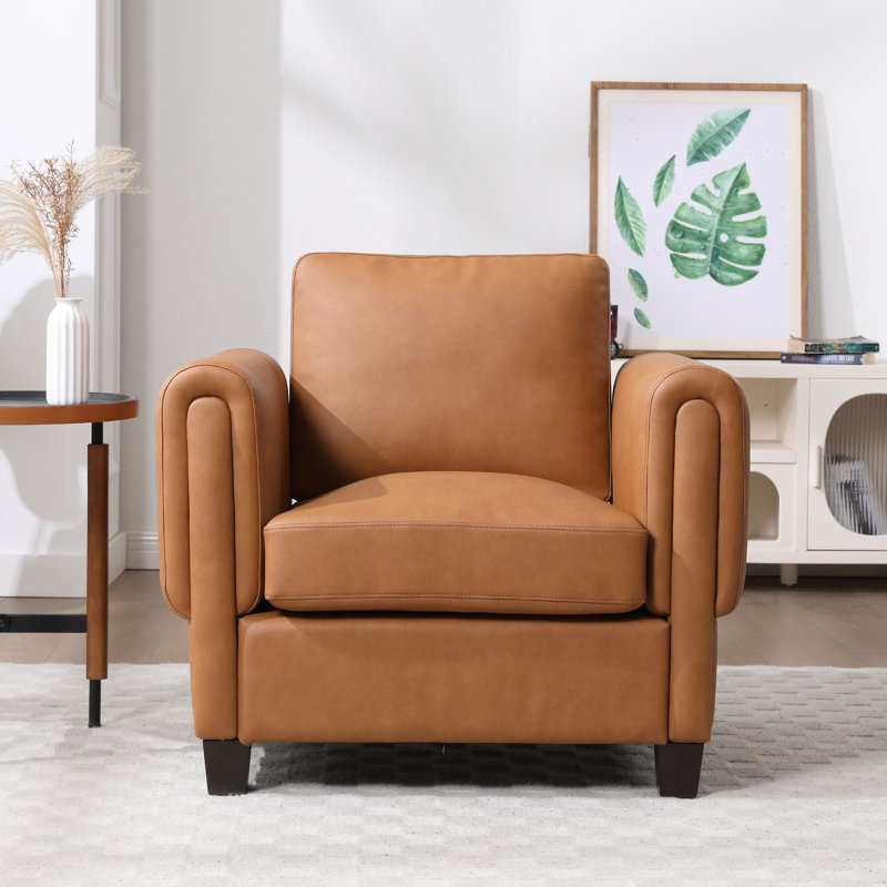 Chaise d'appoint moderne rembourrée avec accoudoirs, 1 pièce, Brun