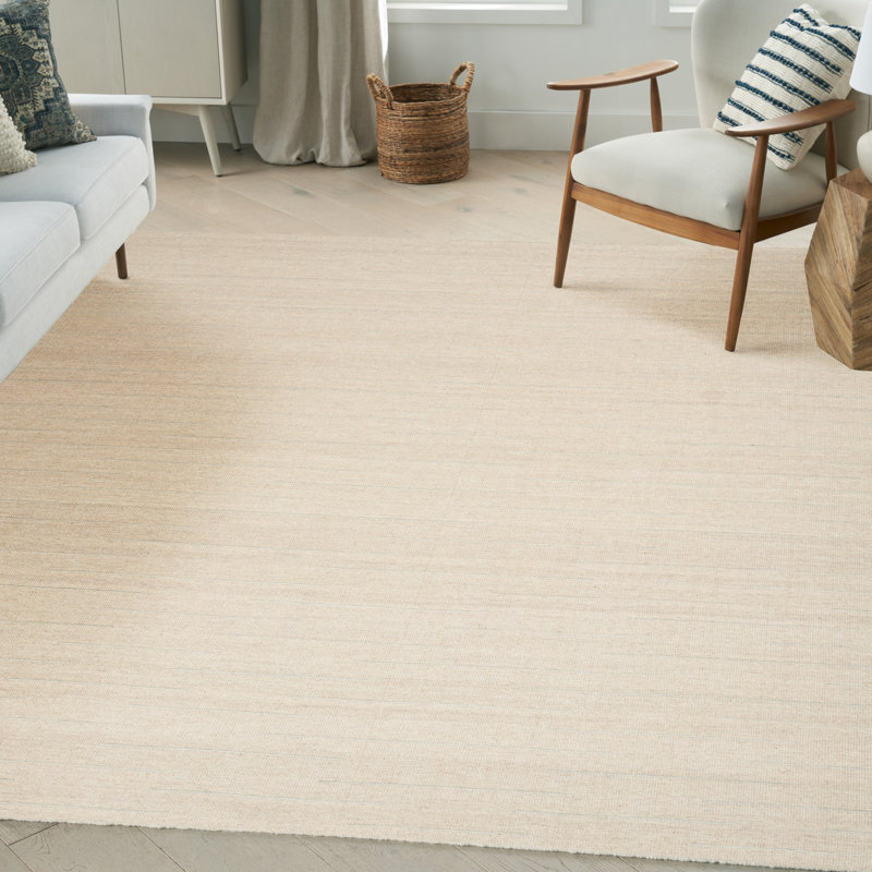 Tapis beige en laine / coton tissé à la main Anerinda, Rectangle 9 pi x 12 pi