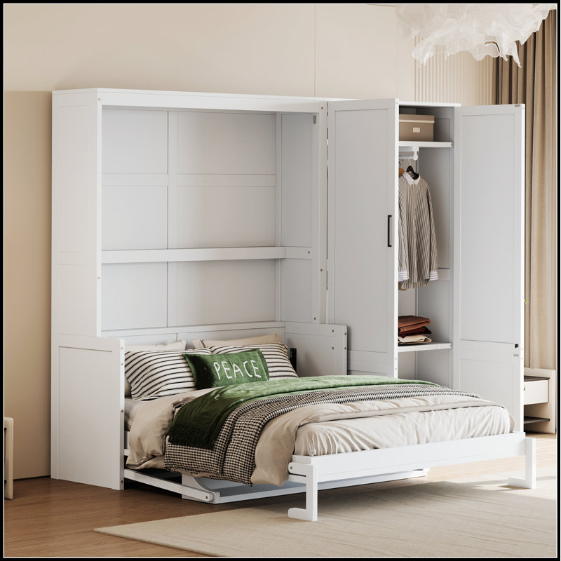 Lit escamotable avec placard Murphy pour économiser de l'espace et polyvalence, alliant confort et rangement dans un design moderne.