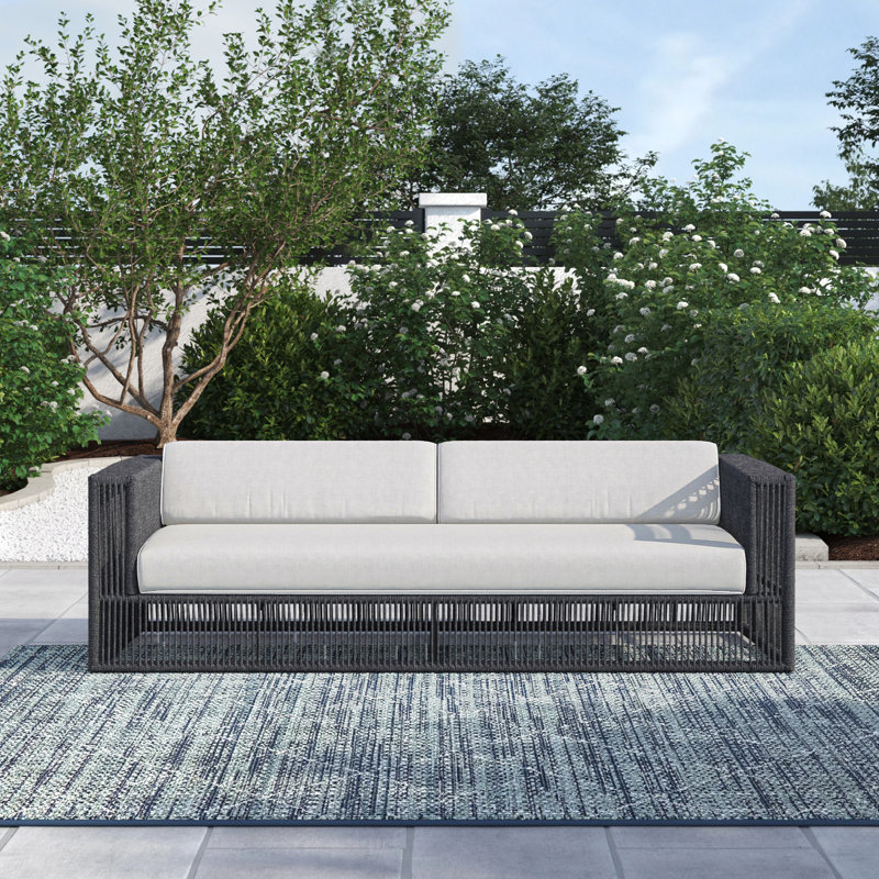 Vanderpool Zelie Patio Sofa with Sunbrella Cushions, Echo Ash Sunbrella®