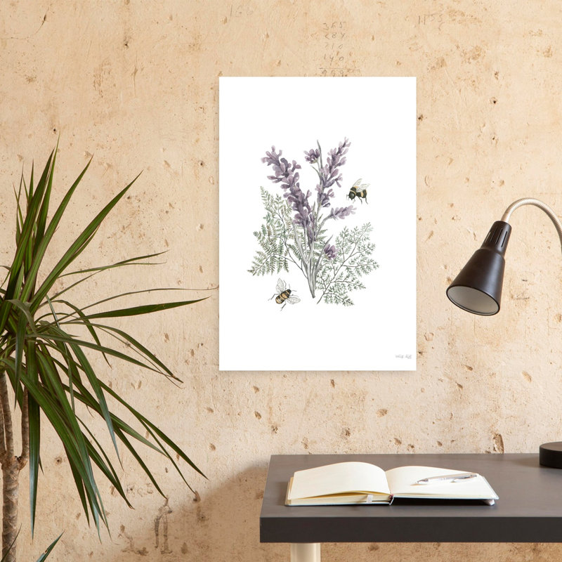Lavande botanique, abeille, art lavande contemporain, H 24 po x l 16 po