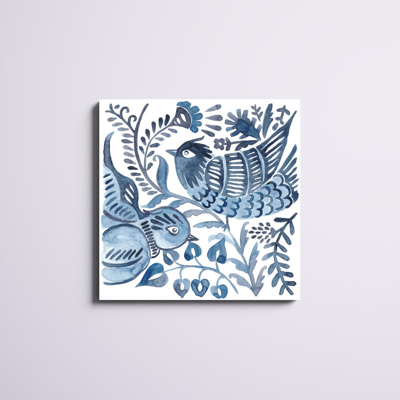 «Indigo Ornament III», peinture sur toile tendue, H 30 po x l 30 po, Toile tendue