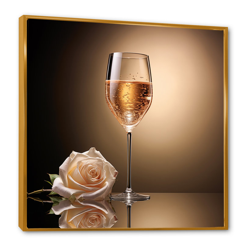 Rose And Cristals Clarity  - Wine & Champagne Canvas Prints, Cadre flottant doré, 24" H x 24" W