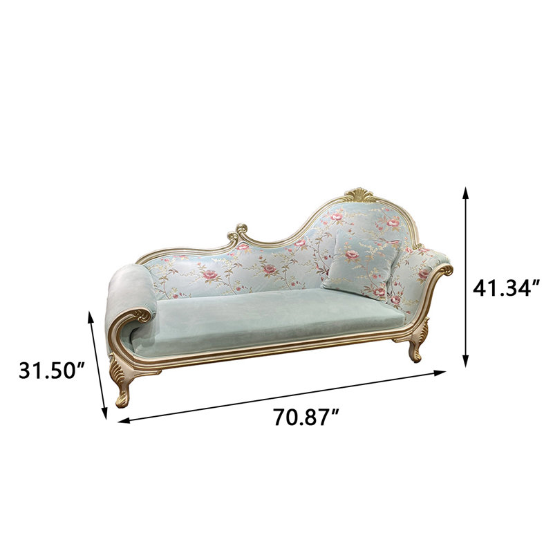 Fauteuil de princesse de 78,74 po en bois massif vert de style français