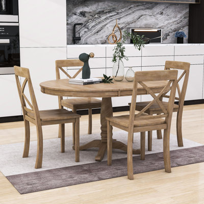 Jaosinho 5-Piece Dining Table Set, Wooden Kitchen Table and Dining Chairs for Living Room by Breakwater Bay