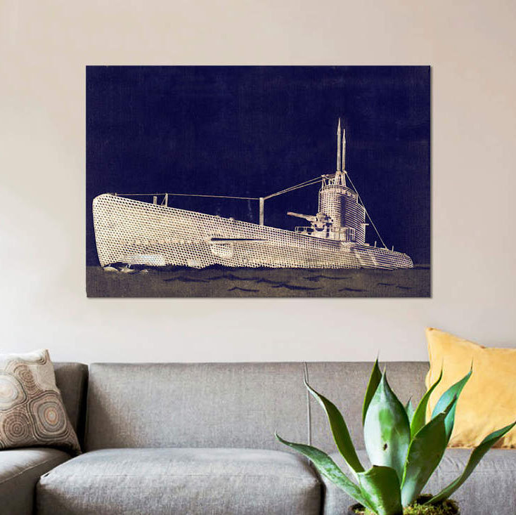 «Blueprint Submarine II» par PI Studio - impression sur toile tendue, H 12 po x l 18 po x P 1,5 po