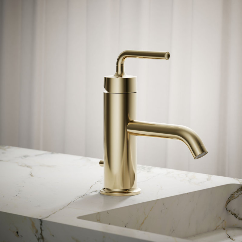 Purist® Single Hole Bathroom Faucet with Drain Assembly, Vibrant French Gold
