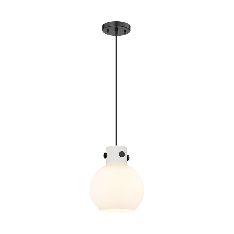 Luminaire suspendu à cordon 1 lumière 10 po Lantz, H 9,13 po x l 8 po x P 8 po, Blanc mat, Noir mat