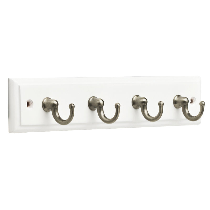 Solid Wood Wall Organizer with Key Hooks, Pure White