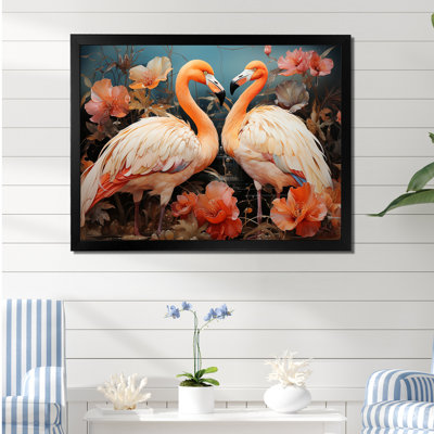 «Graceful Orange Flamingo Ballet» sur toile